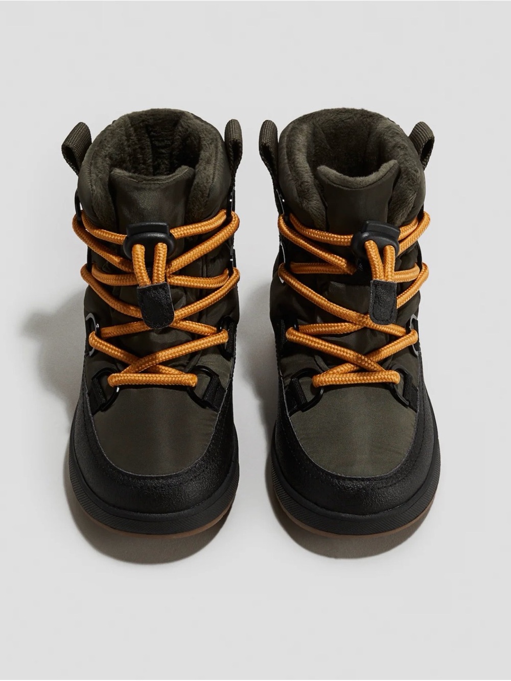 Men's Olive Green Winter Boots with Orange Laces